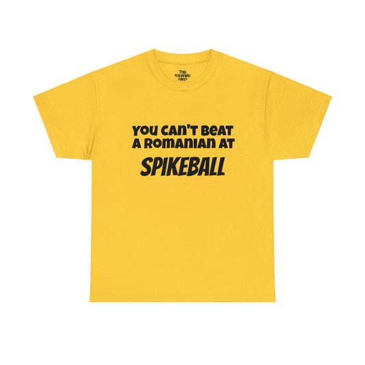 "You can't beat a Romanian at Spikeball" T-shirt